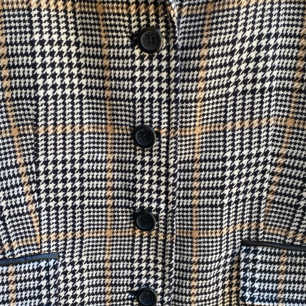 Pendleton Plaid 100% Merino Wool Coat with Lambskin Leather Trim Size 18 - Picture 11 of 16